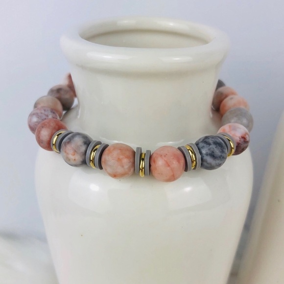 Zebra Jasper Gemstone Womens Beaded Bracelet - Picture 2 of 2